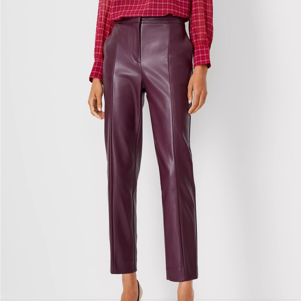NEW!!!Ann Taylor The Petite High Rise Eva Ankle Pant in Faux Leather 00P